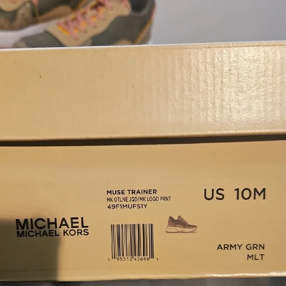 Michael Kors Olive and Pink Patterned Sneakers - Picture 8 of 8